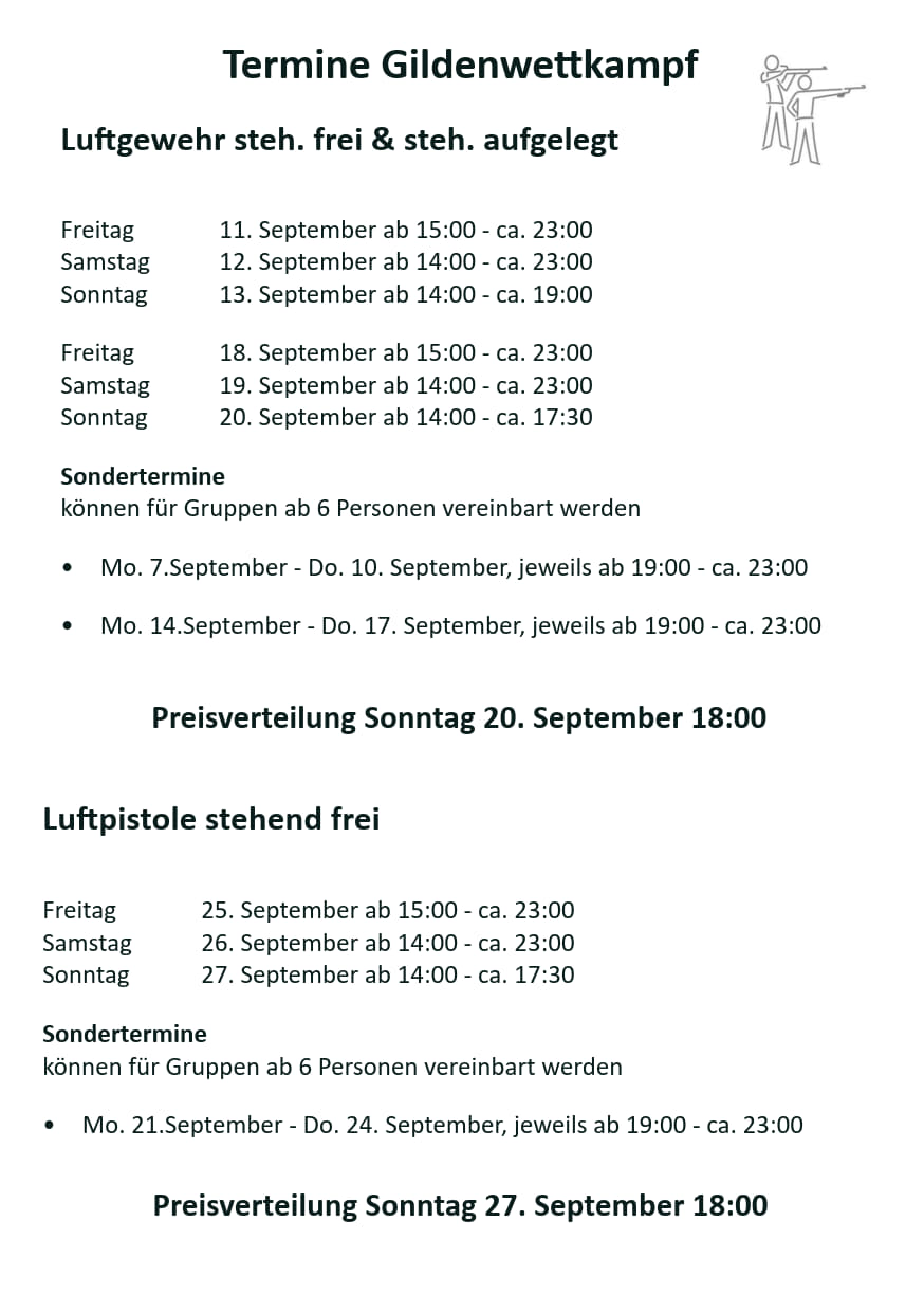 Plakatseite 8 zu 16. Mannschafts- und Vereineschießen