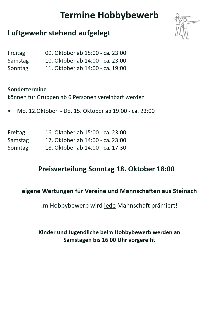Plakatseite 9 zu 16. Mannschafts- und Vereineschießen