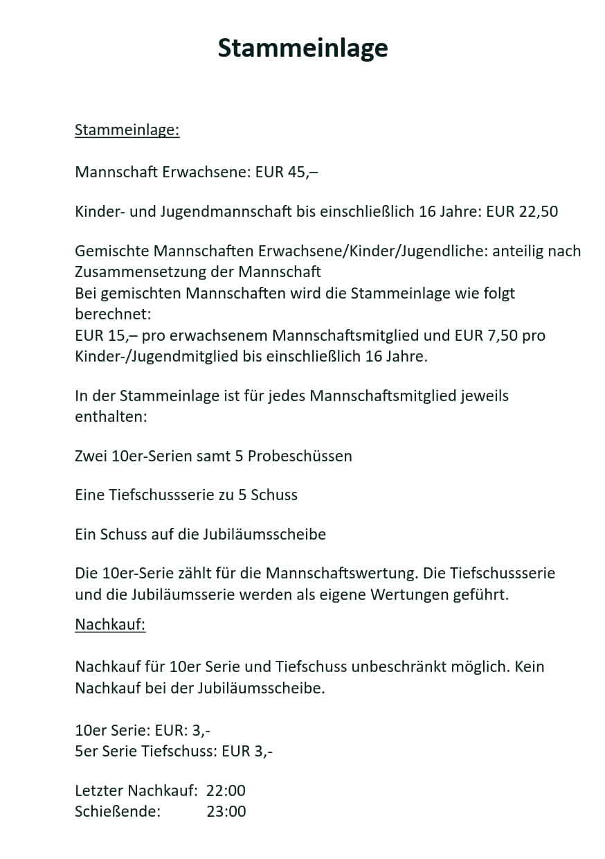 Plakatseite 10 zu 16. Mannschafts- und Vereineschießen