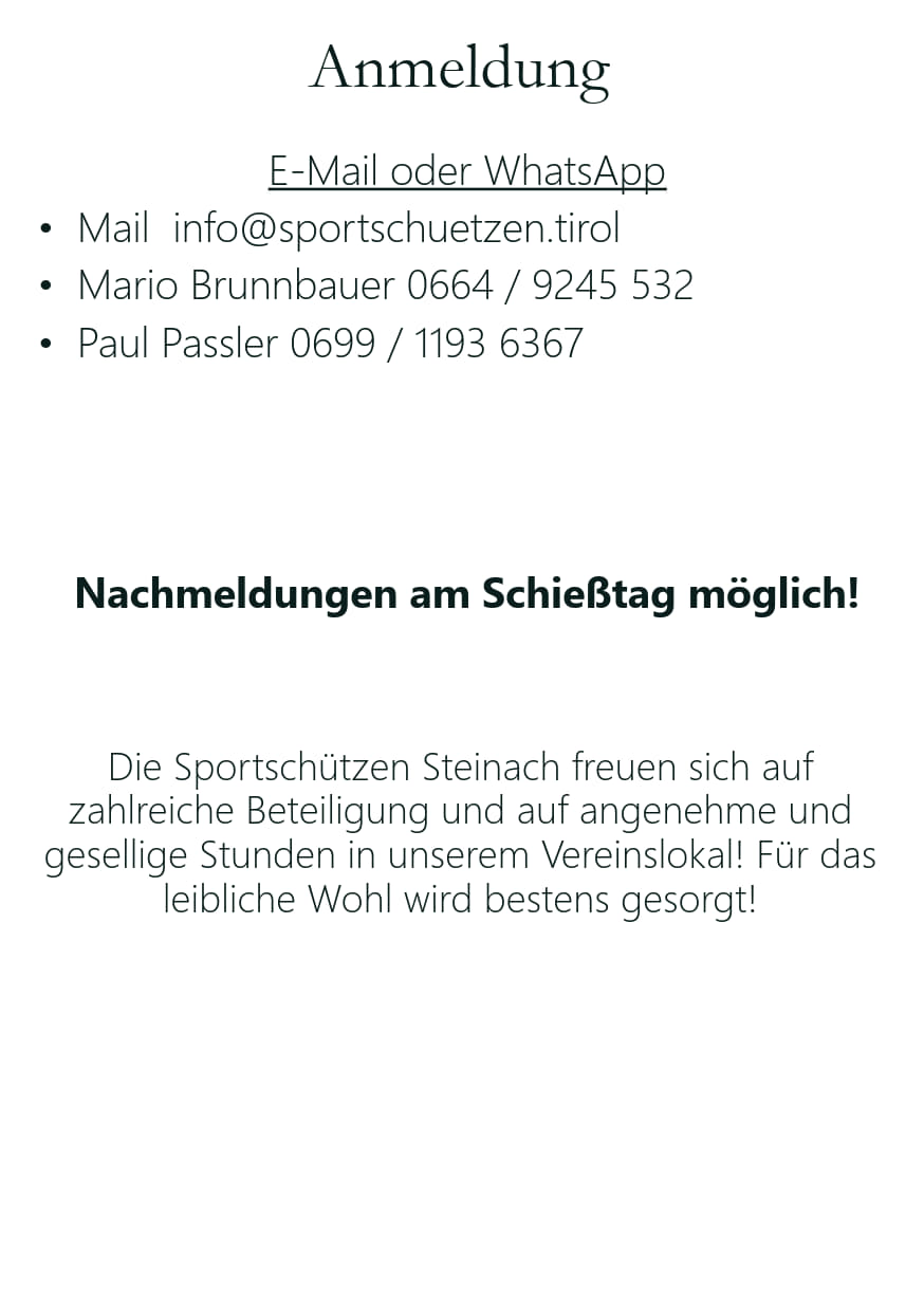 Plakatseite 14 zu 16. Mannschafts- und Vereineschießen